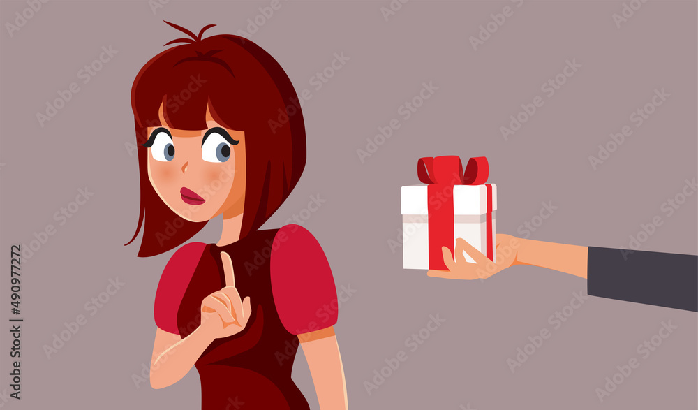 Girlfriend Refusing Gift Vector Cartoon Illustration Girlfriend Refusing Gift Vector Cartoon Illustration