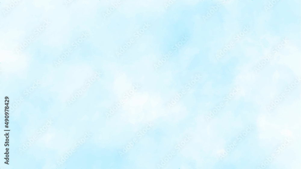 Blue watercolor vector background. Abstract hand paint watercolor sky and clouds