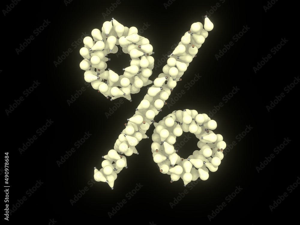 Lightbulb Themed Font Percent Sign Lightbulb Themed Font Percent Sign