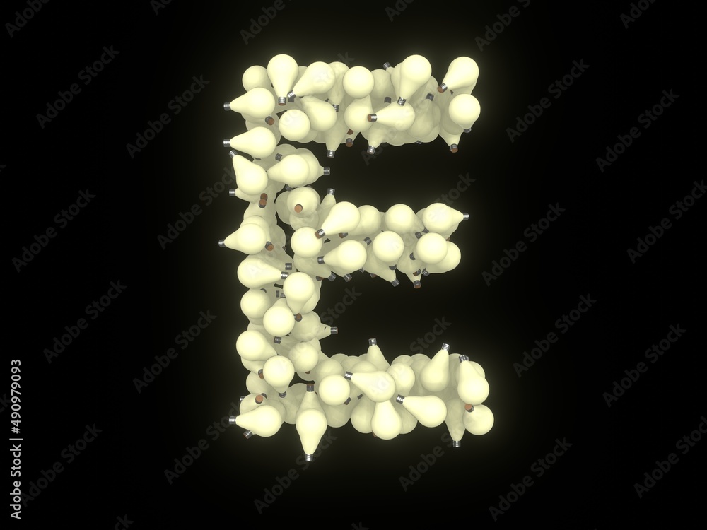 Lightbulb Themed Font Letter E Lightbulb Themed Font Letter E