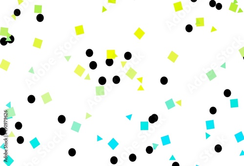 Light Blue, Yellow vector backdrop with lines, circles, rhombus.