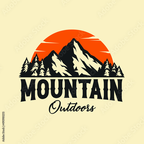 Mountain outdoors emblem ready made logo template vector isolated