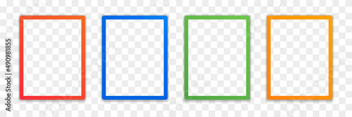 Rectangle frame icon set isolated on transparent background.