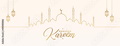 Fotografia line style ramadan kareem celebration banner design