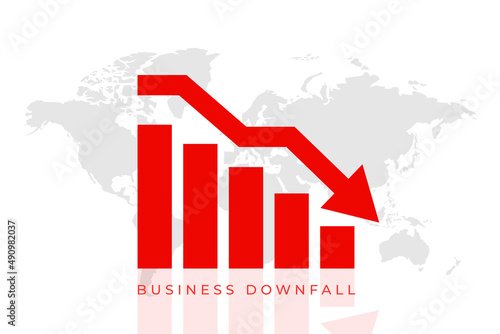 business share market downfall red arrow background