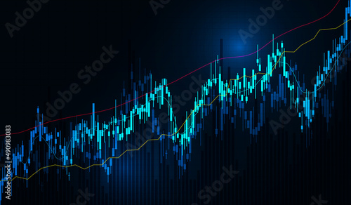 株価チャート 黒背景　ベクター素材