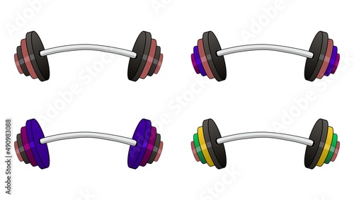 Vector illustration set of barbell for weightlifting, perfect for sports advertising