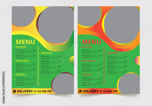 Restaurant menu flyer.