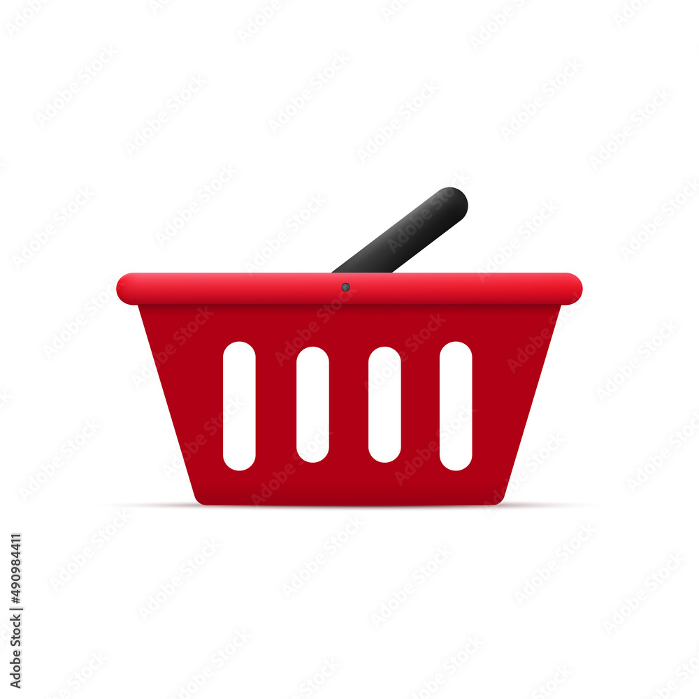 3d red shopping basket isolated on white background. Vector 3d red shopping basket isolated on white background. Vector