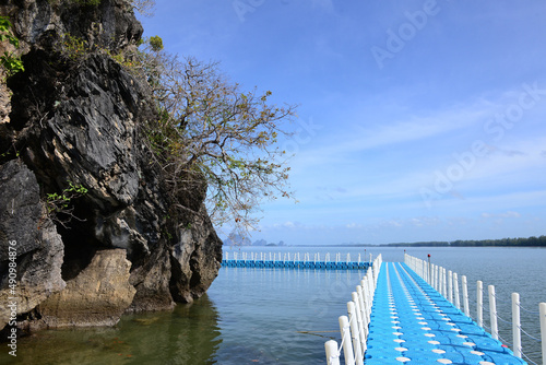 plastic floating bridge at Khao Bae Na