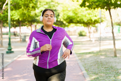 Obese woman having a healthier lifestyle