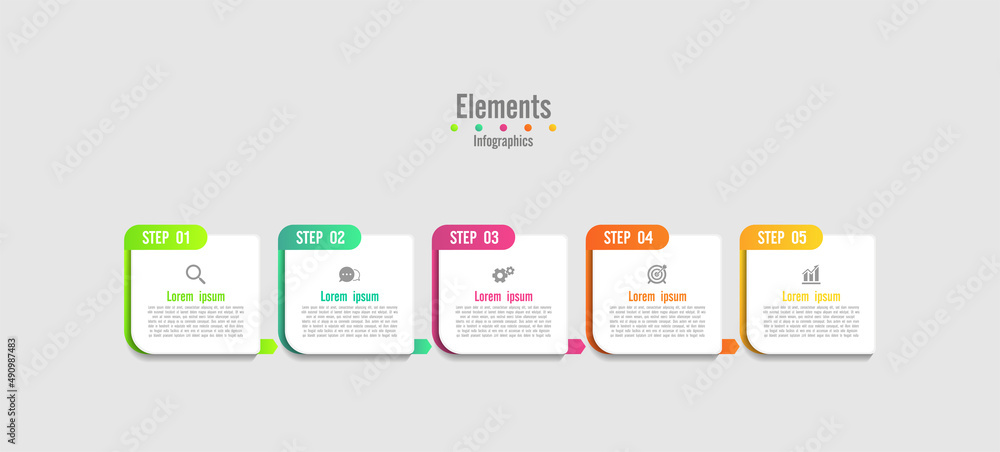 Elements infographic business template colorful with 5 step