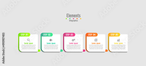 Elements infographic business template colorful with 5 step