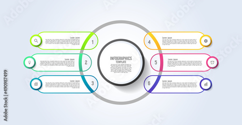 Presentation business abstract background infographic template circle colorful with 6 step