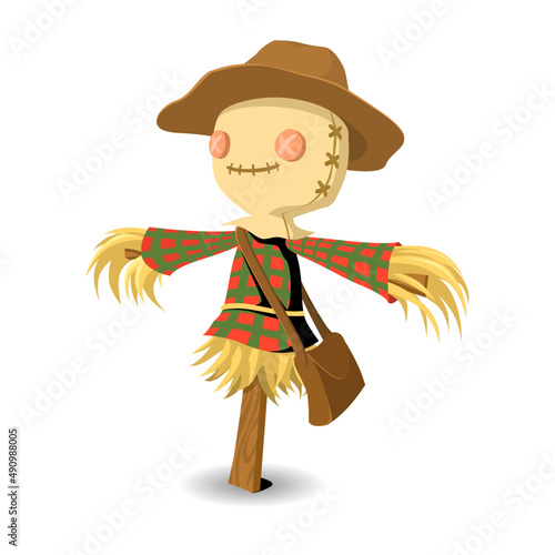 3D Happy smiling scarecrow character vector illustration design. Artwork for halloween, autumn, or fall season.