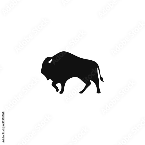 bison silhouette vector design for logo icon