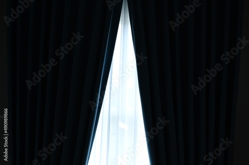black and white curtain in the room