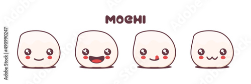 mochi cartoon illustration, with different facial expressions