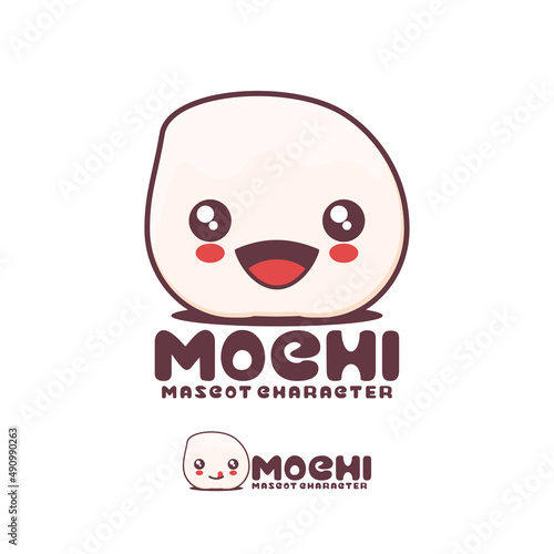 mochi cartoon illustration, with a happy expression, suitable for, logos, prints, stickers, etc