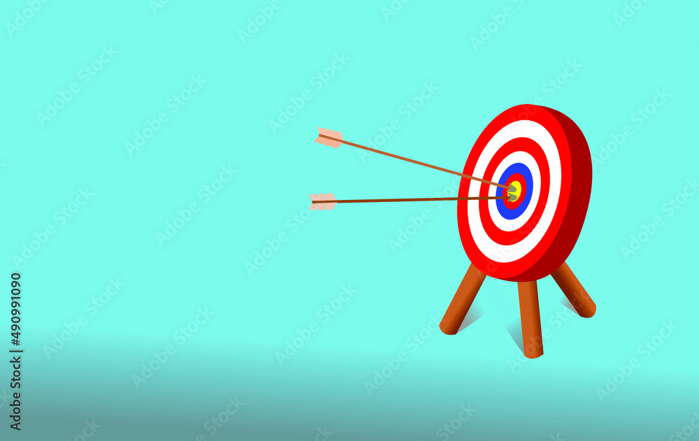 Arrows hit bull eye on target board symbolic of targeting goals, vision and mission business concept illustration vector Arrows hit bull eye on target board symbolic of targeting goals, vision and mission business concept illustration vector