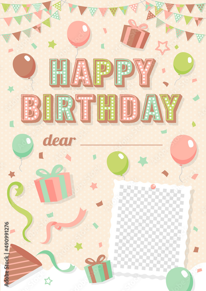 Happy birthday greeting card vector illustration