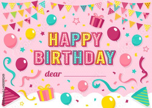 Happy birthday greeting card vector illustration