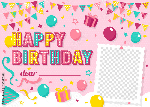 Happy birthday greeting card vector illustration