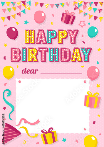 Happy birthday greeting card vector illustration