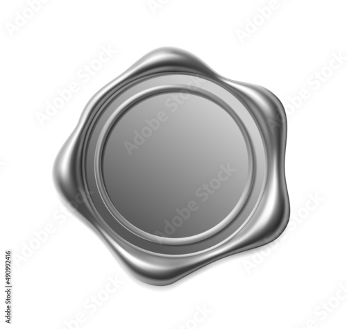 Seal wax 3d. Silver Wax candle stamp. Realistic vector render design elements.