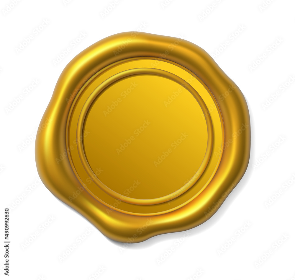 Seal wax 3d. Gold Wax candle stamp. Realistic vector render design elements. Seal wax 3d. Gold Wax candle stamp. Realistic vector render design elements.