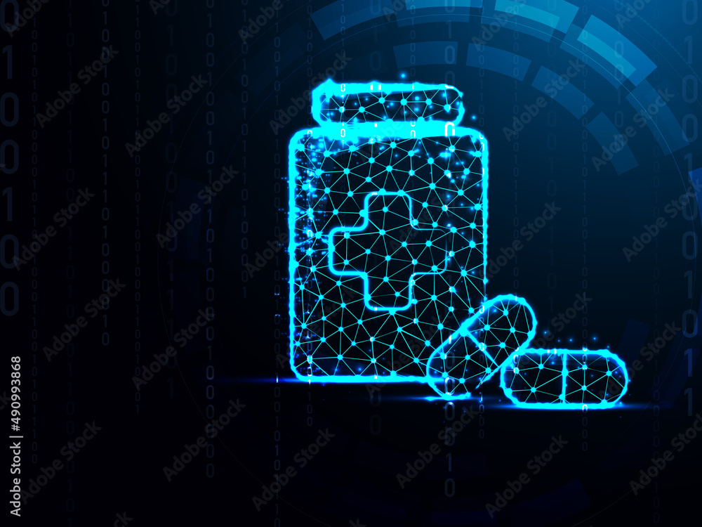 2d rendering pill with digital background 2d rendering pill with digital background