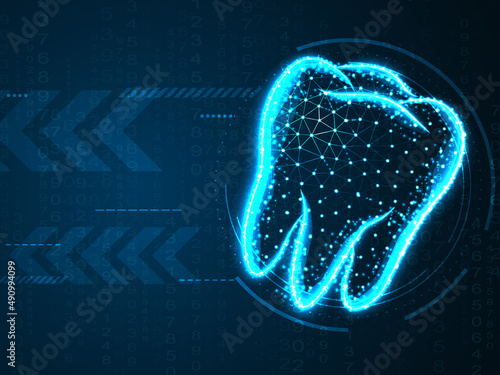 2d rendering tooth with digital background