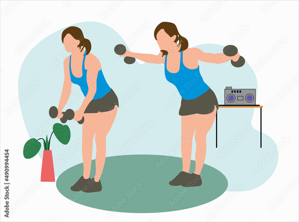 woman exercising with dumbbells woman exercising with dumbbells