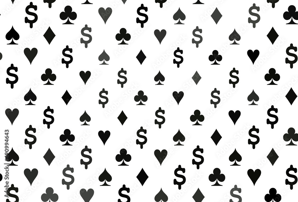 Dark black vector texture with playing cards.
