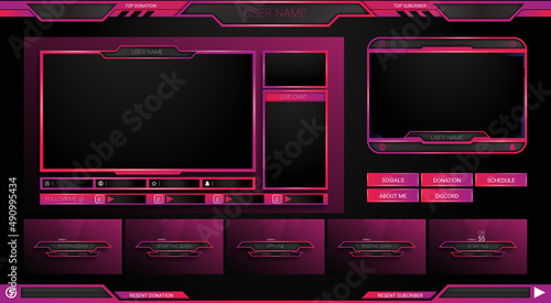 twitch Stream Facecam OBS Template overlay design Pack . modern template illustration vector