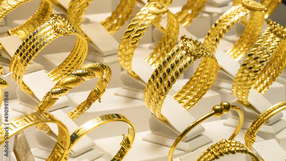 gold bracelet background, close up gold bracelet background, close up