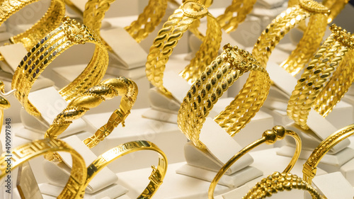 gold bracelet background, close up