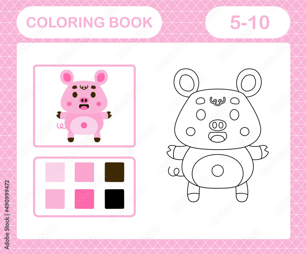 Naklejka premium coloring page of cute pig