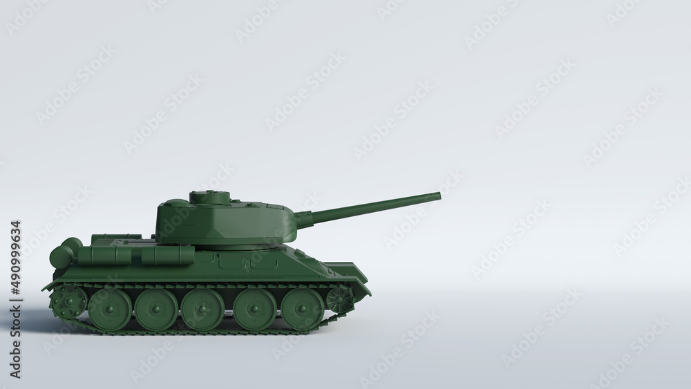 A military tank on an isolated background. The concept of aggression and war, 3d rendering.