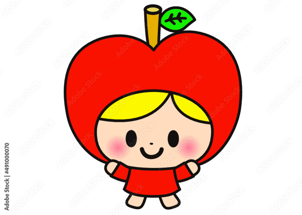 Vetor Do Stock リンゴ 果物 八百屋 給食 食べ物 キャラクター かわいい イラスト 栄養 食材 食品 生活 食料品 食事 生鮮食品 農産物 栽培 農作物 家庭 健康 自然 青果 Adobe Stock