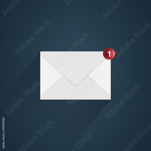 email notice graphic design, mail sign icon or envelope icon design vector, e-Mail Flat Icon with Long Shadow