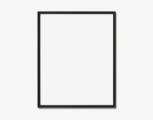 Frame mockup, Blank black picture frame mockup on white wall, single vertical artwork template, Clean, modern, minimalist