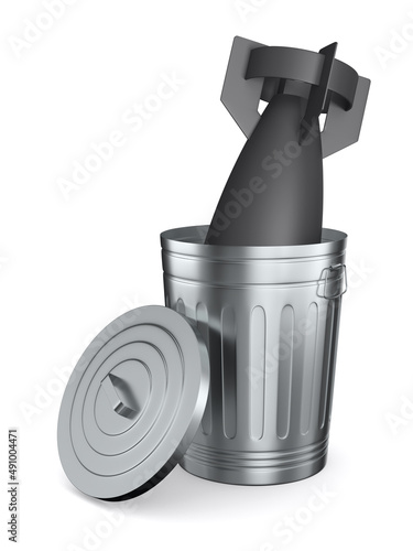 Aerial bomb into garbage bi...