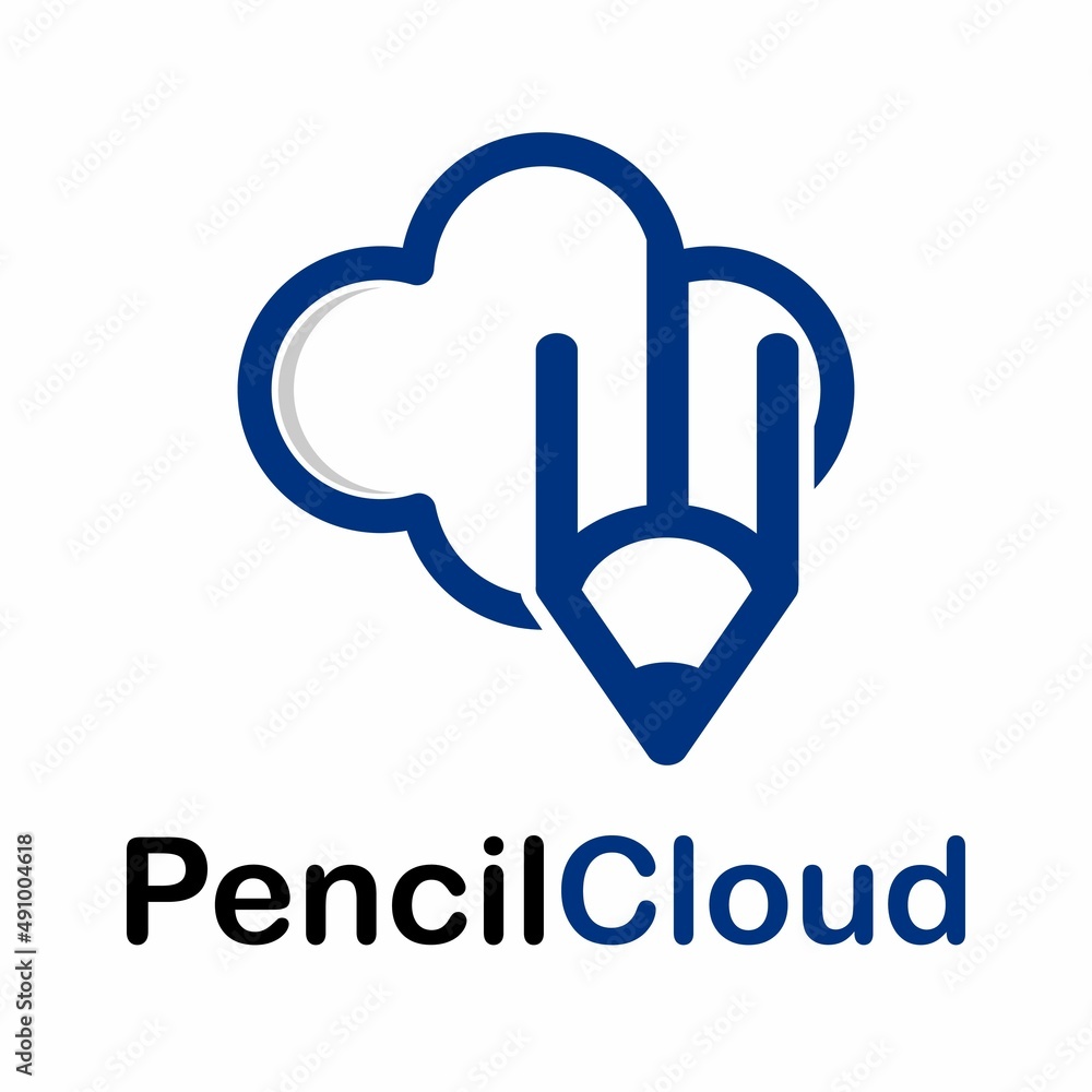 Pencil cloud vector logo template. This design use blue color and education symbol. Suitable for website or online Pencil cloud vector logo template. This design use blue color and education symbol. Suitable for website or online