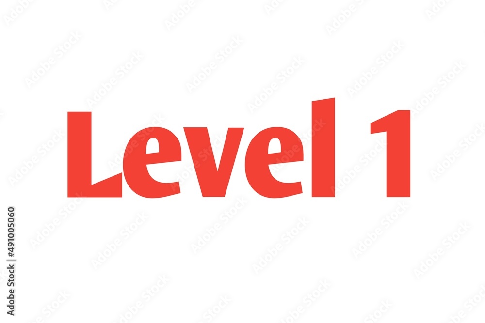 Level 1 sign in Red isolated on white background, 3d illustration Level 1 sign in Red isolated on white background, 3d illustration