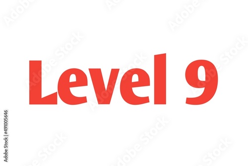 Level 9 sign in Red isolated on white background, 3d illustration.