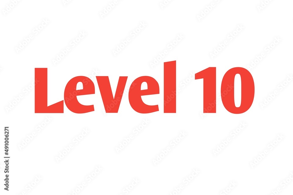 Level 10 sign in Red isolated on white background, 3d illustration.