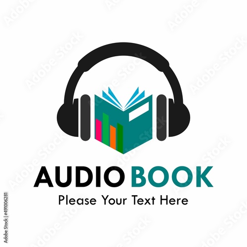Audio book logo template illustration 
