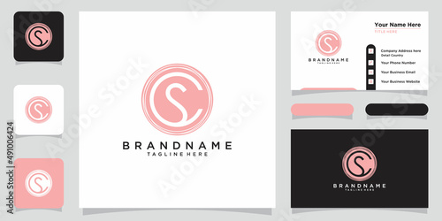 Alphabet CS or SC illustration monogram vector logo template with business card design