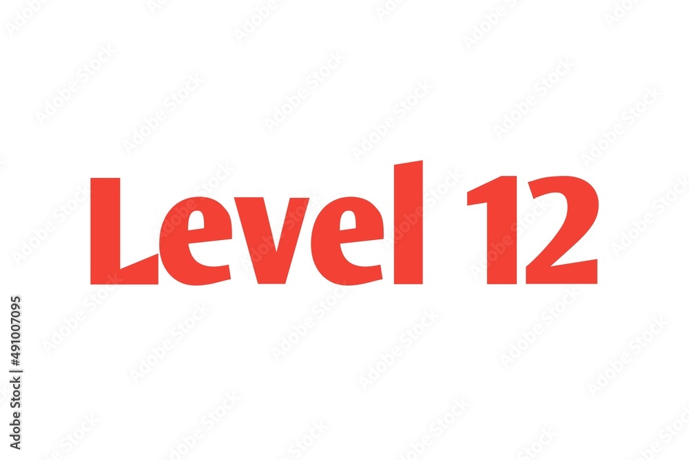 Fototapeta premium Level 12 sign in Red isolated on white background, 3d illustration